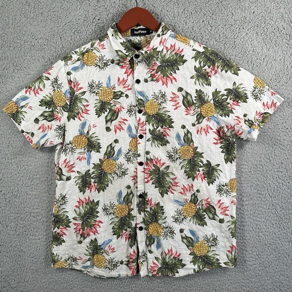 VATPAVE Mens Hawaiian Shirts Pineapple Short Sleeve Button Down Beach Tropical M - Picture 1 of 7